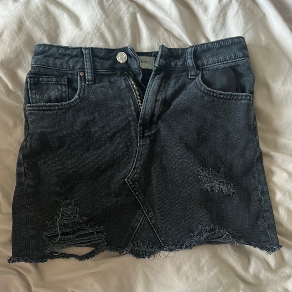 PacSun Distressed Black Denim Skirt